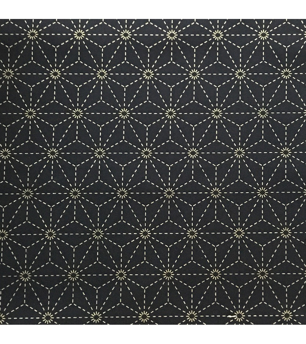 Tissu pré-imprimé Asanoha bleu nuit 50 x 110 cm