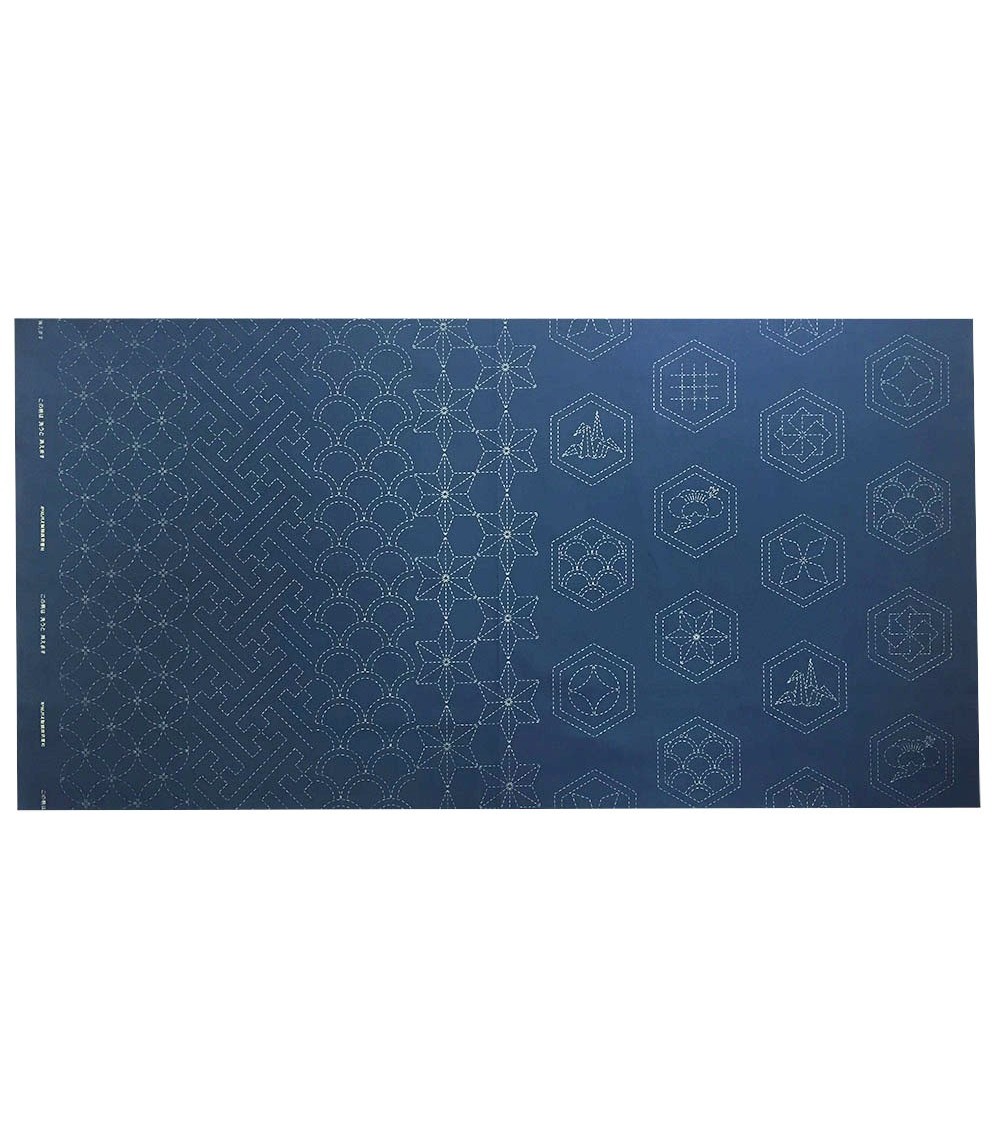 1 tissu style patchwork  bleu foncé