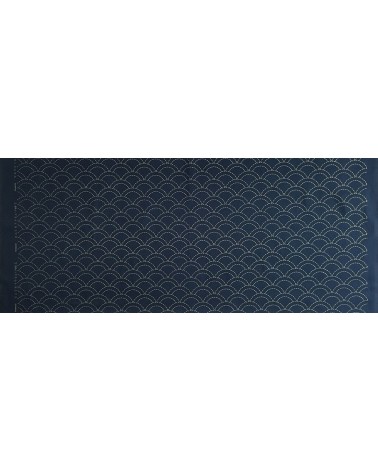 Tissu pré-imprimé Seigaiha bleu foncé 50 x 110